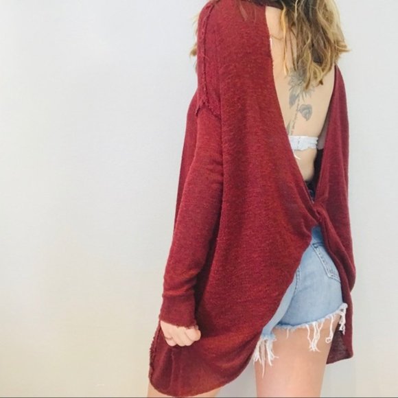 Free People Sweaters - Free people maroon knit twist backless sweater